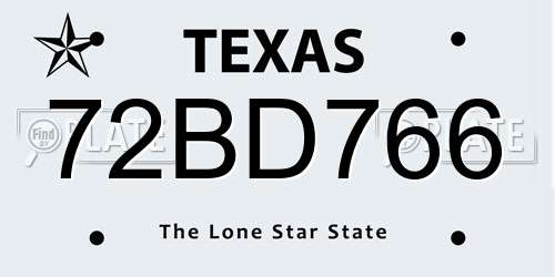 72BD766 Texas License Plate