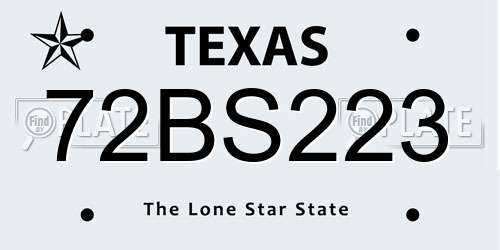 72BS223 Texas License Plate