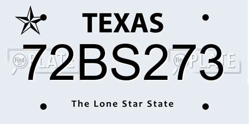 72BS273 Texas License Plate