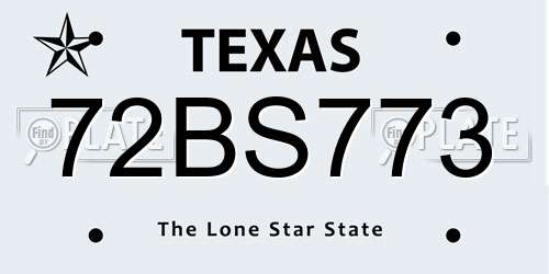 72BS773 Texas License Plate