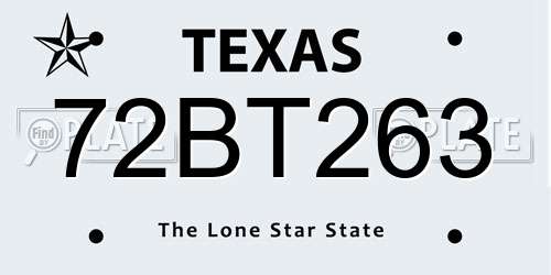 72BT263 Texas License Plate