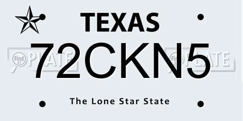 72CKN5 Texas License Plate