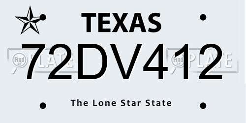 72DV412 Texas License Plate