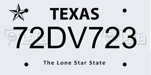 72DV723 Texas License Plate