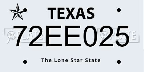 72EE025 Texas License Plate