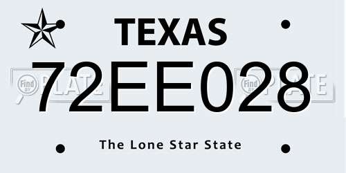 72EE028 Texas License Plate