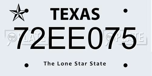 72EE075 Texas License Plate