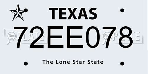 72EE078 Texas License Plate