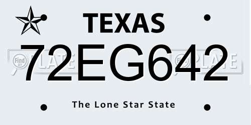 72EG642 Texas License Plate
