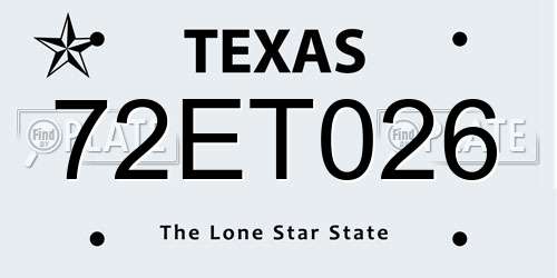 72ET026 Texas License Plate