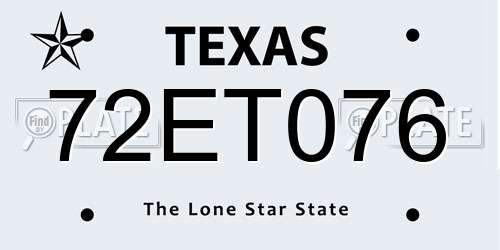 72ET076 Texas License Plate