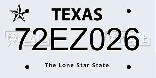 72EZ026 Texas License Plate