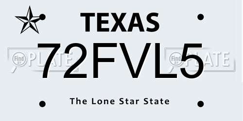 72FVL5 Texas License Plate