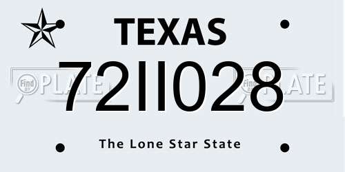 72II028 Texas License Plate
