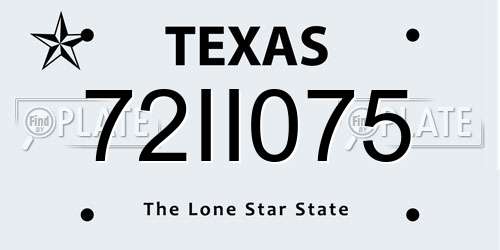 72II075 Texas License Plate
