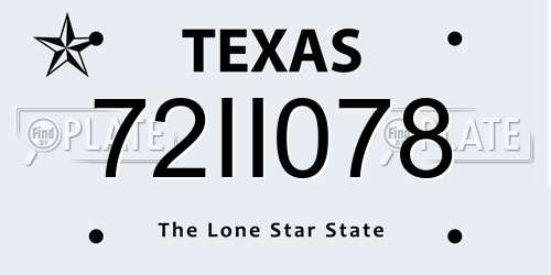 72II078 Texas License Plate