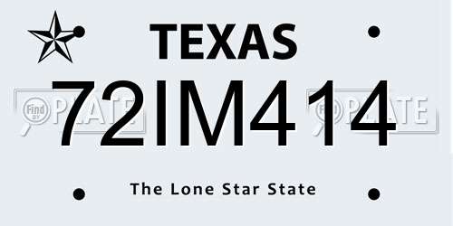 72IM414 Texas License Plate