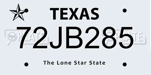 72JB285 Texas License Plate