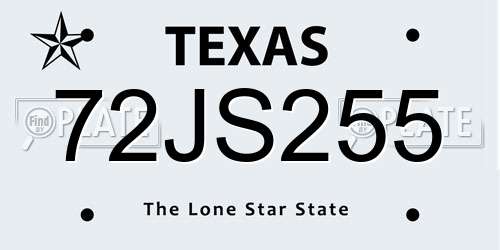 72JS255 Texas License Plate