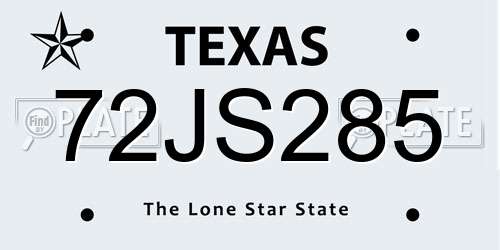 72JS285 Texas License Plate