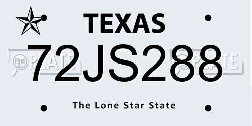 72JS288 Texas License Plate