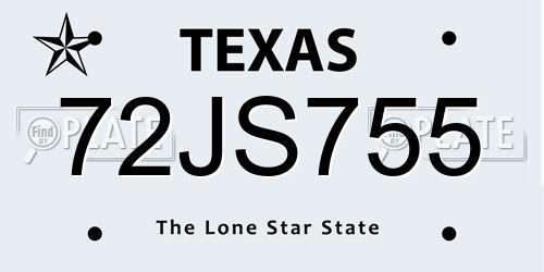 72JS755 Texas License Plate