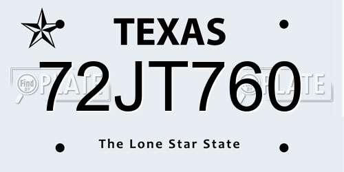 72JT760 Texas License Plate