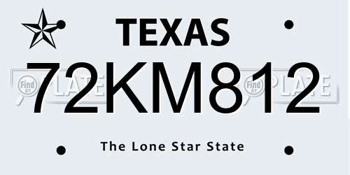 72KM812 Texas License Plate