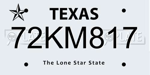 72KM817 Texas License Plate