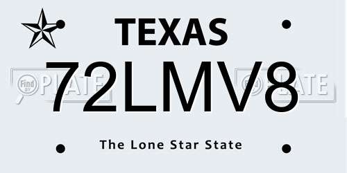 72LMV8 Texas License Plate