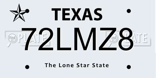 72LMZ8 Texas License Plate
