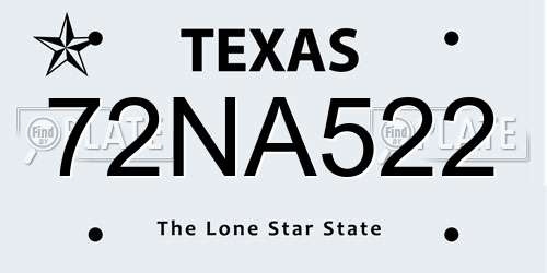72NA522 Texas License Plate