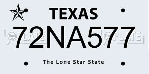 72NA577 Texas License Plate