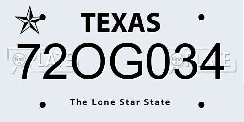72OG034 Texas License Plate