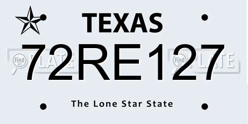 72RE127 Texas License Plate