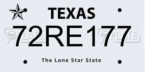 72RE177 Texas License Plate