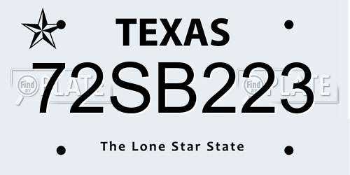 72SB223 Texas License Plate