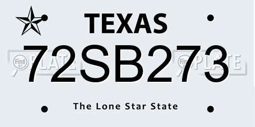 72SB273 Texas License Plate