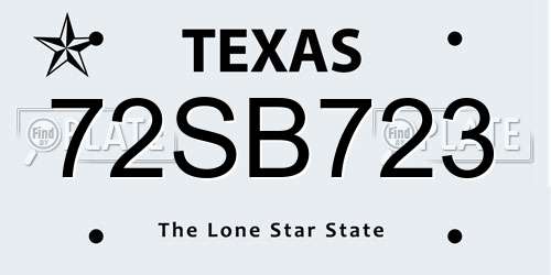 72SB723 Texas License Plate