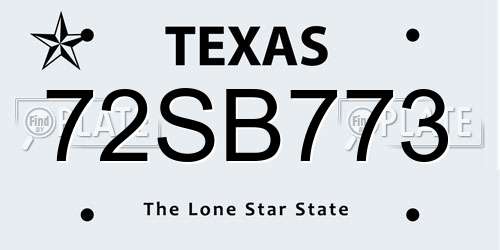 72SB773 Texas License Plate