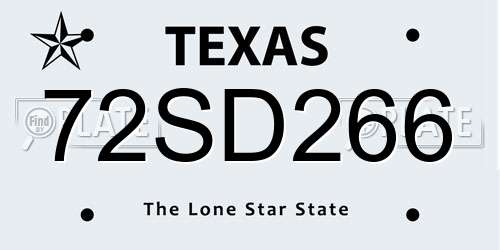 72SD266 Texas License Plate