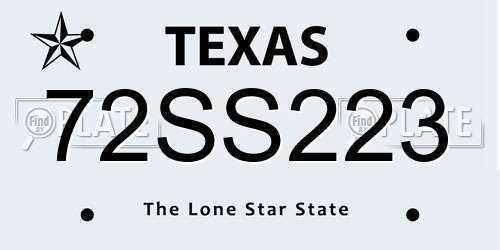 72SS223 Texas License Plate