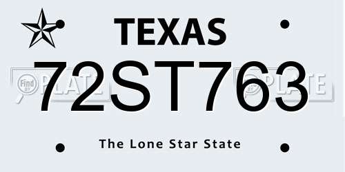 72ST763 Texas License Plate
