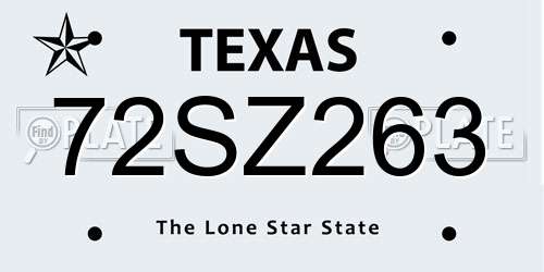 72SZ263 Texas License Plate