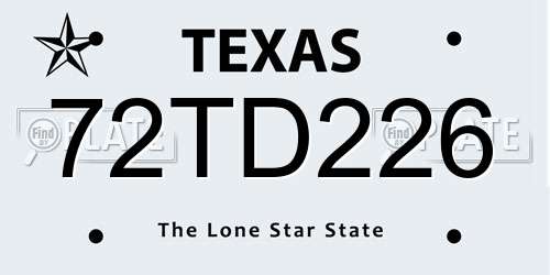 72TD226 Texas License Plate
