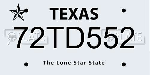 72TD552 Texas License Plate