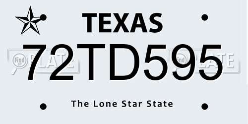 72TD595 Texas License Plate