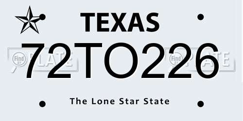 72TO226 Texas License Plate