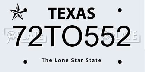 72TO552 Texas License Plate