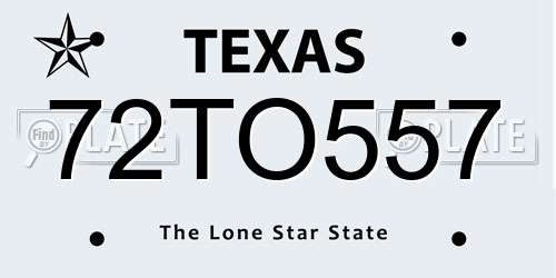 72TO557 Texas License Plate